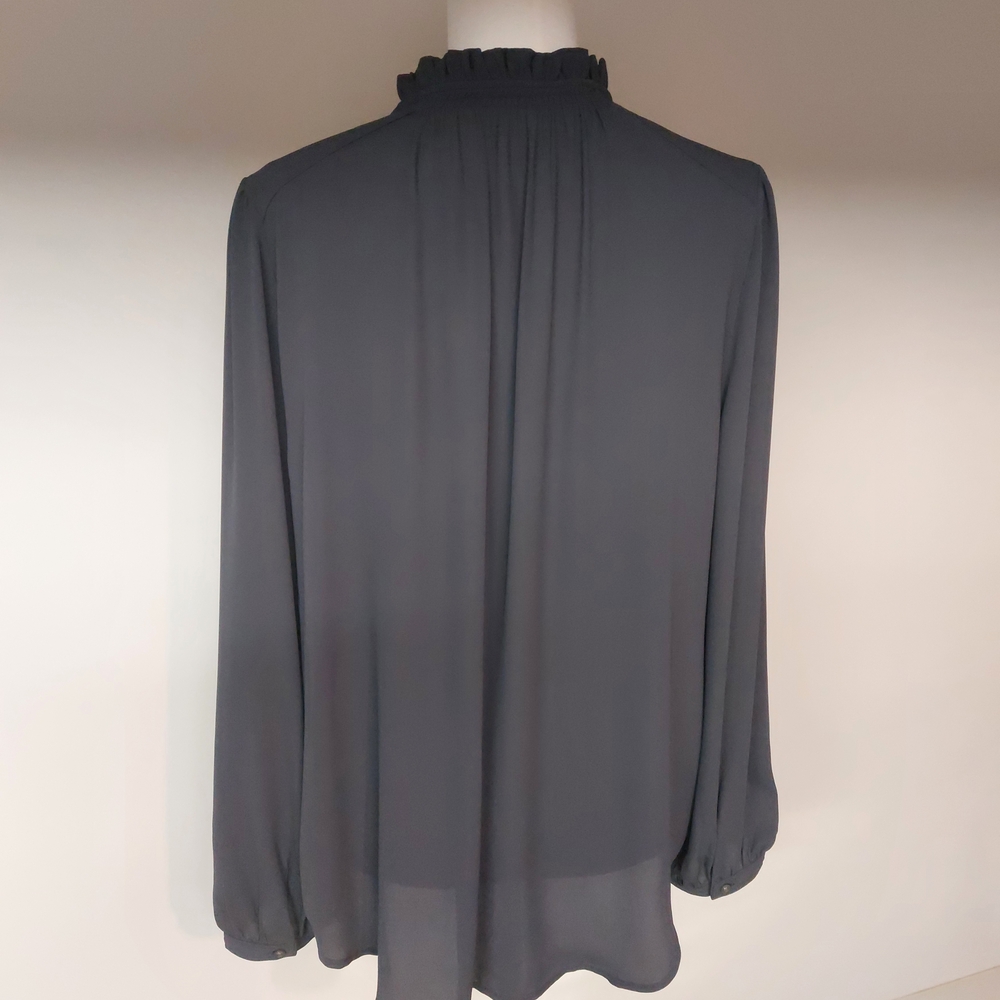 LOFT Charcoal Button-Up Blouse - Picture 2 of 5